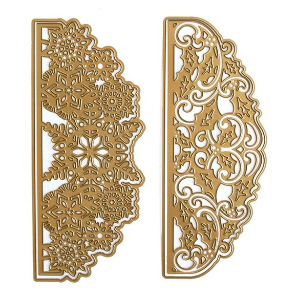 Anna Griffin CHRISTMAS Radial Holiday Border Dies Set AG971 w/ Magnetic Mat - Picture 1 of 6